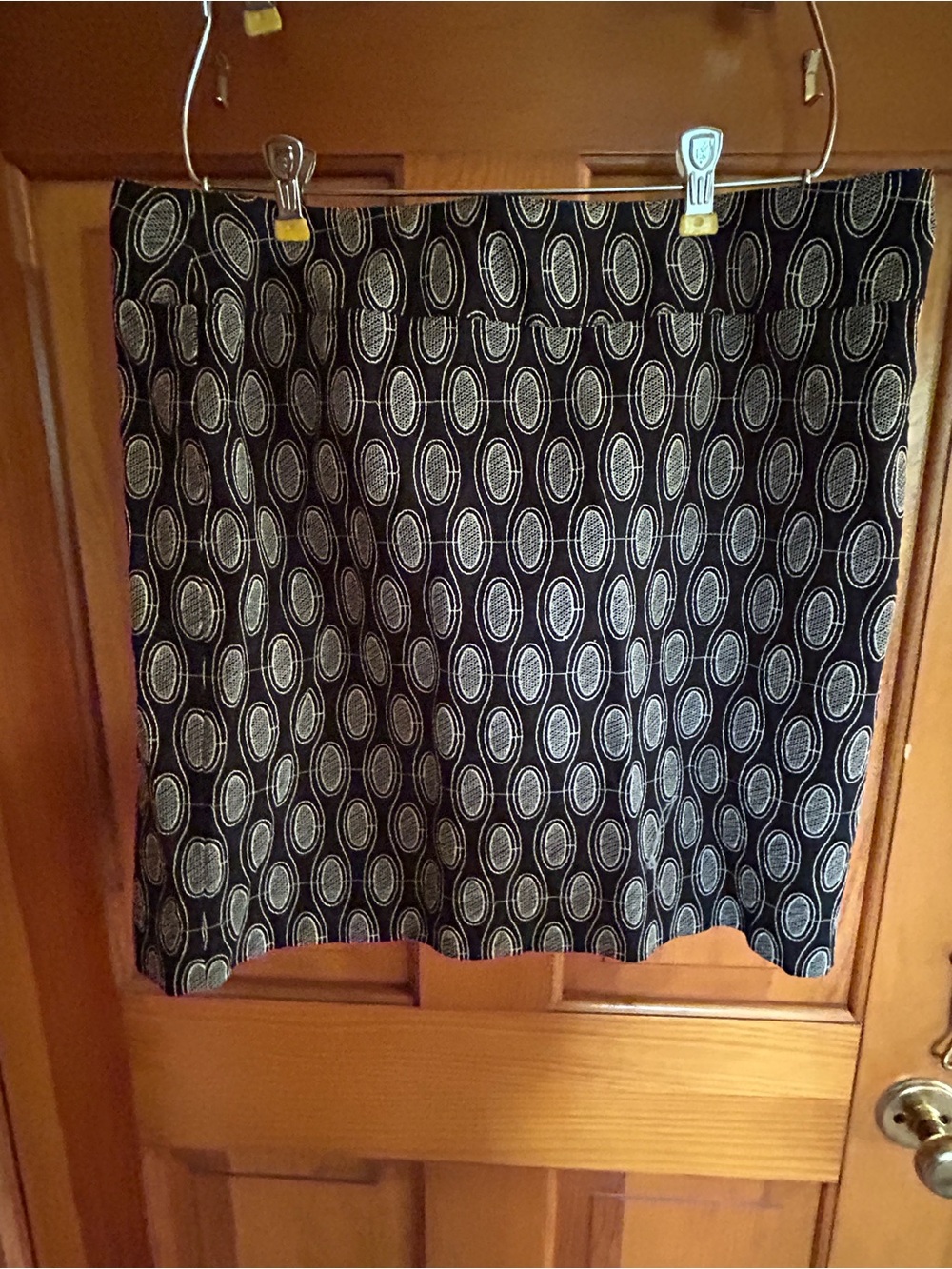 LOFT Black Skirt with Ivory Oval Pattern